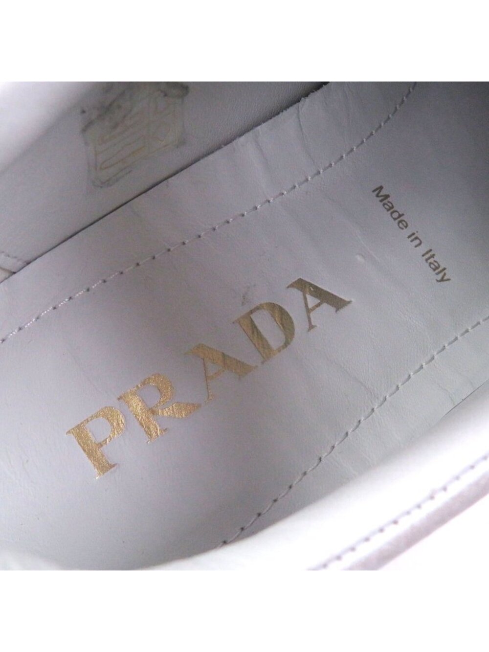 Prada Triangle Logo Distressed Low Cut Sneakers Leather Shoes White 7.5 - Picture 8 of 9